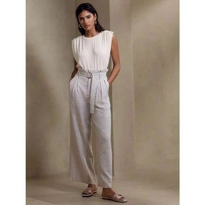 Banana Republic Linen Pants (Size 10) Beige Stripe